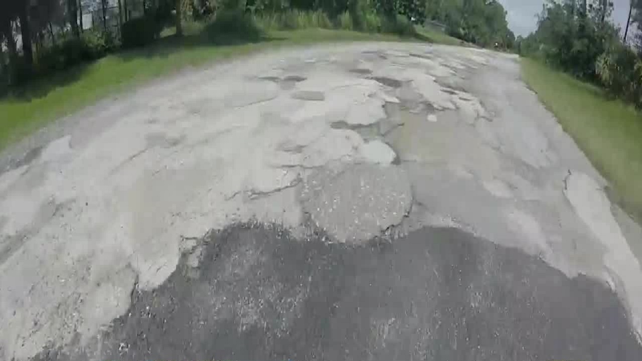 Dozens of potholes cover frustrated Palm Bay resident's street